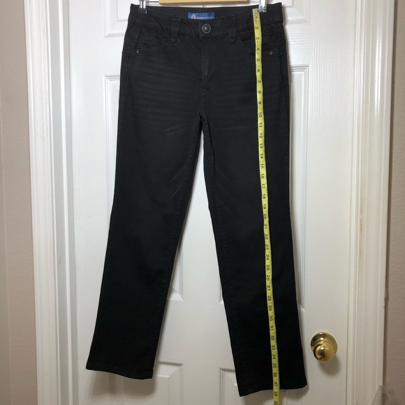 Democracy Ab Solution Booty Lift Cotton Blend Black Whiskered Straight Jeans 8P - Picture 12 of 16